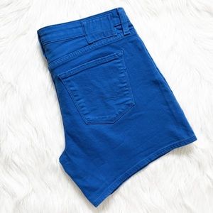 Big Star Cobalt Blue Colored Denim Logo Mid Rise 5” Jean Shorts